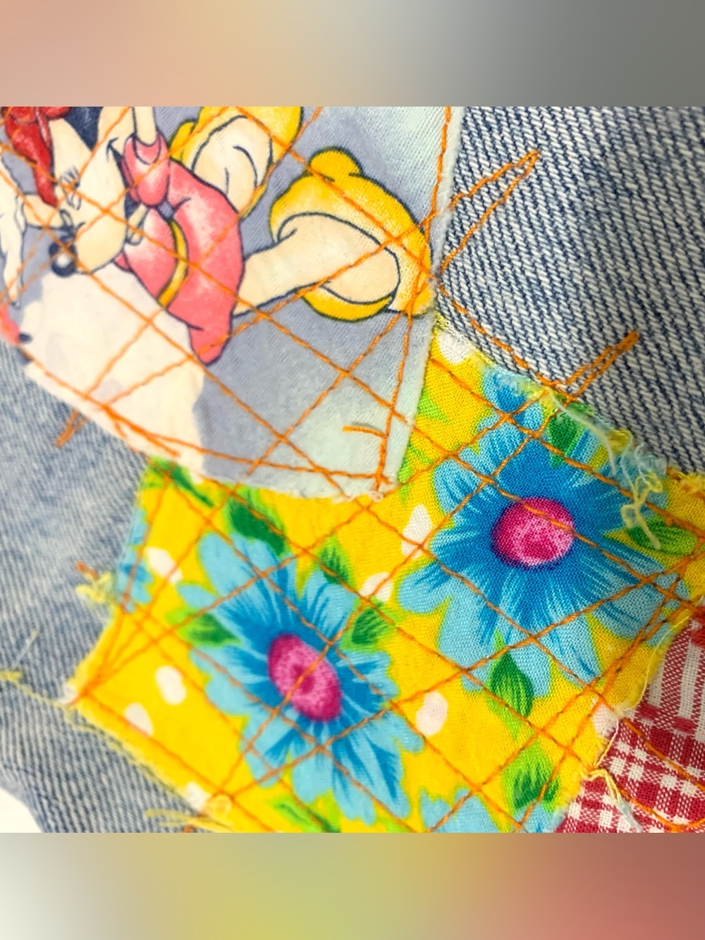 Levi's Light Blue Denim Mini Skirt with Colorful Patchwork from Japan - Picture 5 of 10